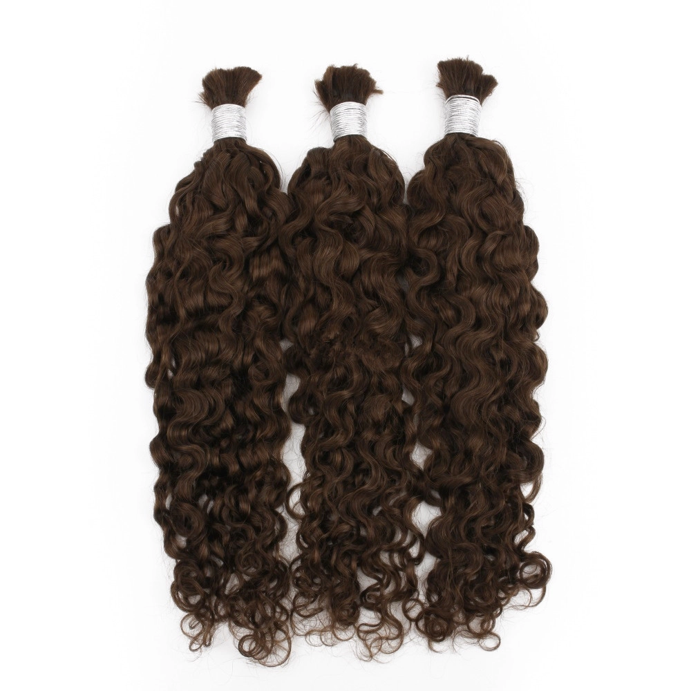 20inch Curly Bulk Hair Dark Brown Color #4 100 grams Hair Bulk For Braiding